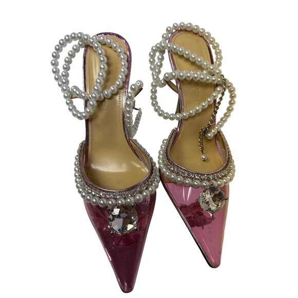 MACH & MACH Diamond of Elizabeth Pumps Women's Pink Pearl Pointed EU 36.5 US 6.5 - Picture 3 of 14